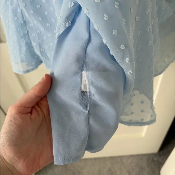 Lulus Bemini Periwinkle Blue Swiss Dot Tie-Strap Midi Dress Size XS - Picture 4 of 4